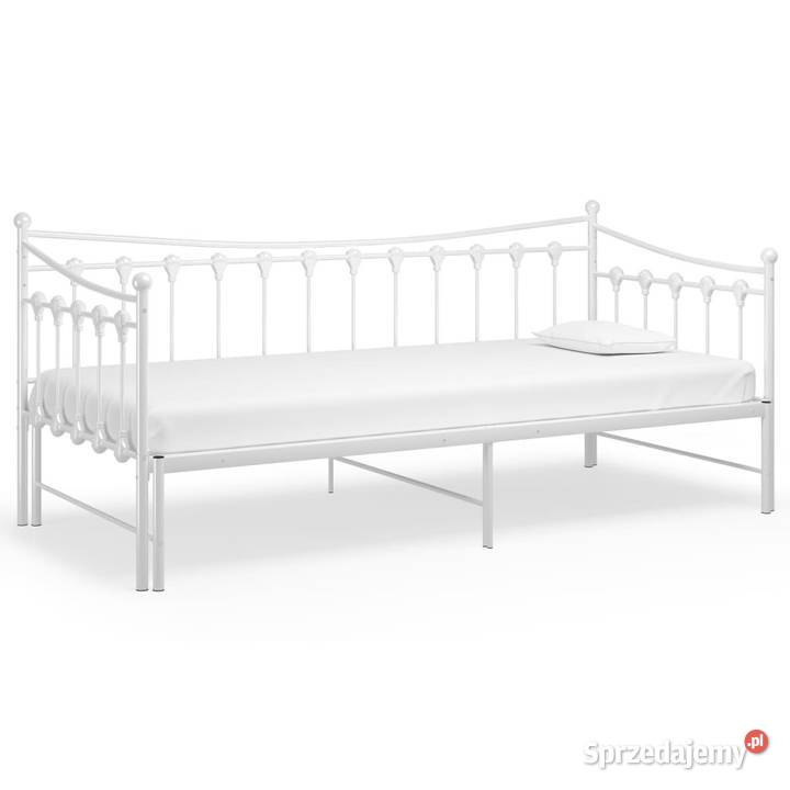 Sofa z wysuwaną ramą łóżka biała metalowa 90x200 Warszawa