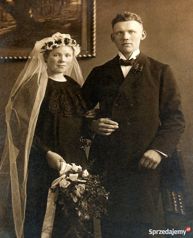 Dwie stare fotografie ślubne 166 na 108 Tarnów