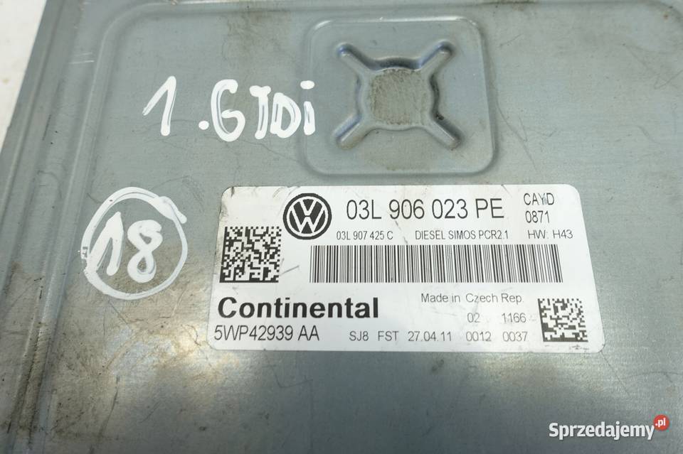 VW Golf VI 16 TDI KOMPUTER SILNIKA 03L906023PE Rudka