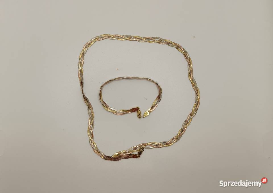 Łańcuszek z bransoletką Płaska pleciona taśma Biżuteria mazowieckie Brwinów