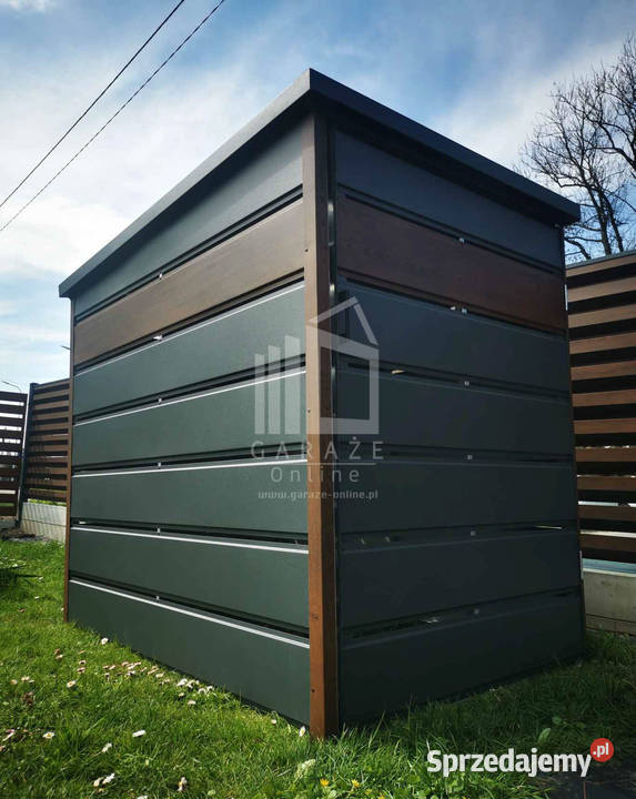 Wiata śmietnikowa spad tył 13x2m zielona drewno mazowieckie Przasnysz