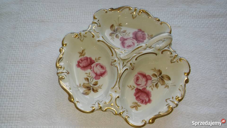 porcelanowa patera kabaret zdobiona w róże cudo Gdańsk