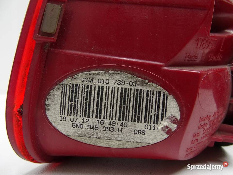 LAMPA LEWY TYŁ LEWA TYLNA W KLAPĘ 5N0945093H VW małopolskie