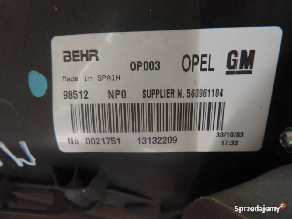 NAGRZEWNICA KLIMA OPEL MERIVA A KOMPLET Nowy Sącz