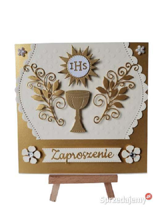 Zaproszenia Komunia Uniwersalne Kielich Ihs Poznań sprzedam