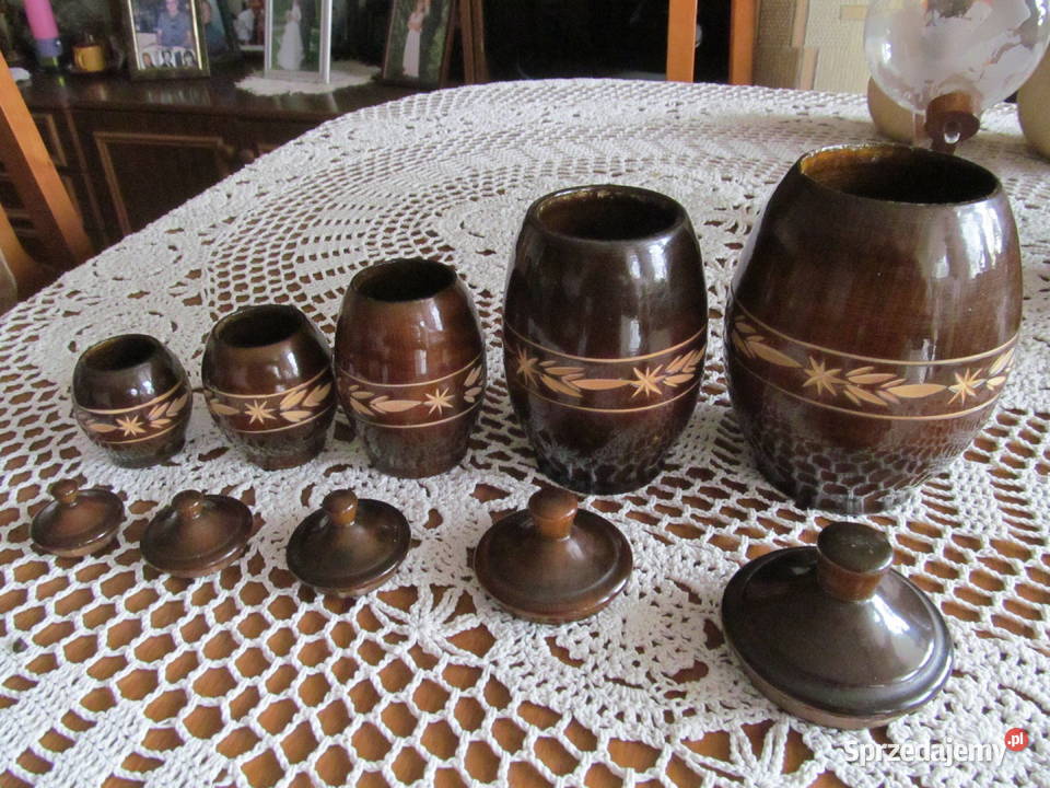 Naczynia dekoracyjne drewniane zestaw 5 Lublin