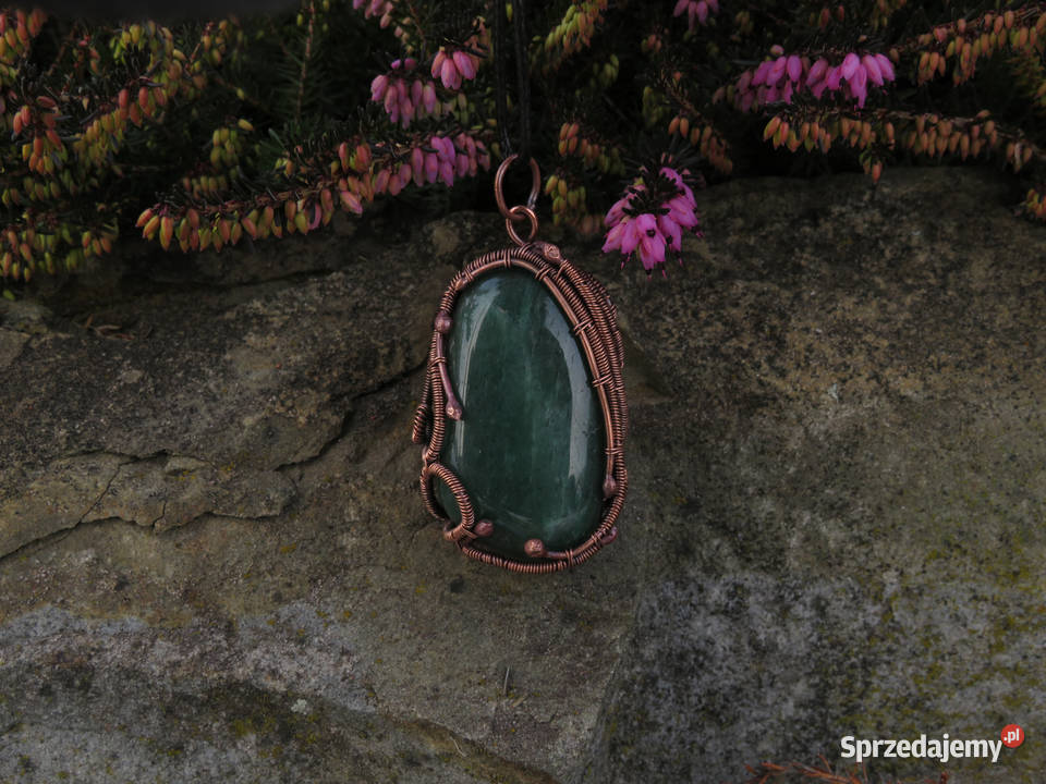 Unikatowy wisior zielony chalcedon rękodzieło Kraków sprzedam