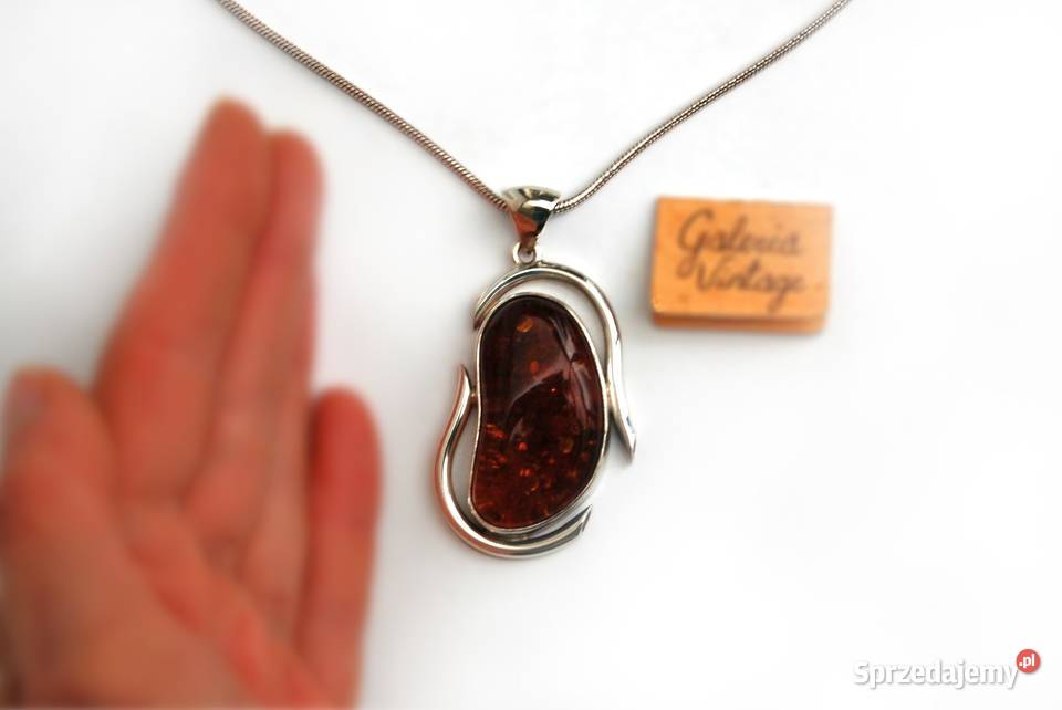 Duży wisior bursztyn bałtycki srebro 925 z lubelskie Lublin