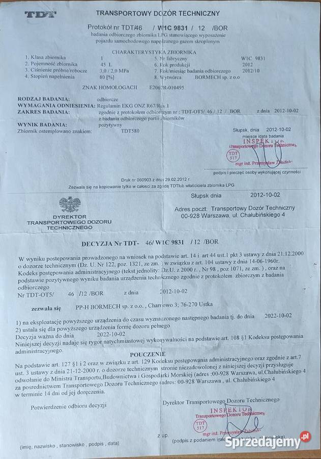 Butla zbiornik LPG 45l cylindryczny walcowy Rok produkcji 2012 małopolskie Kraków