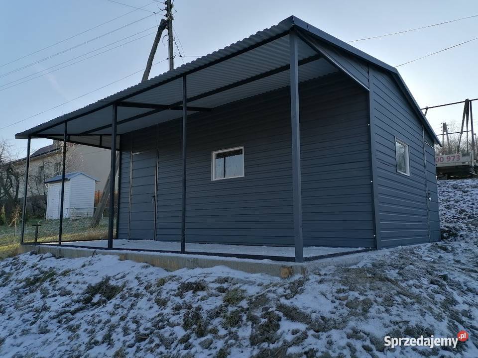 Garaż Blaszany GRAFITOWYzadaszenie okna Garaże Gniezno