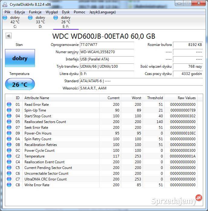 Dysk PATA Western Digital 60GB WDC WD600JB00ETA0 Western Digital Warszawa