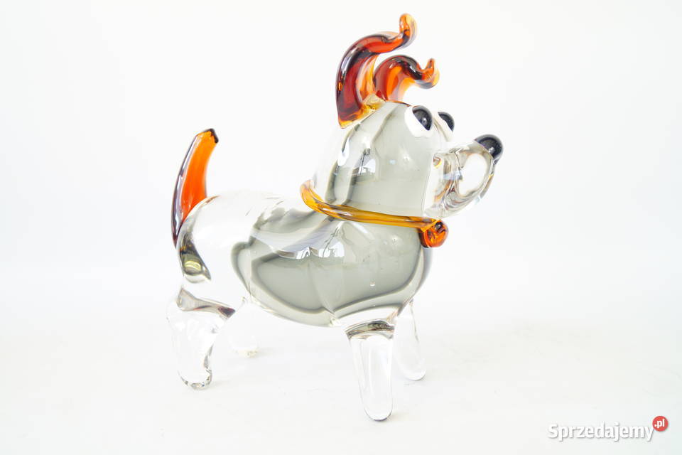 Figura szklana figura Murano style pies piesek Gizałki