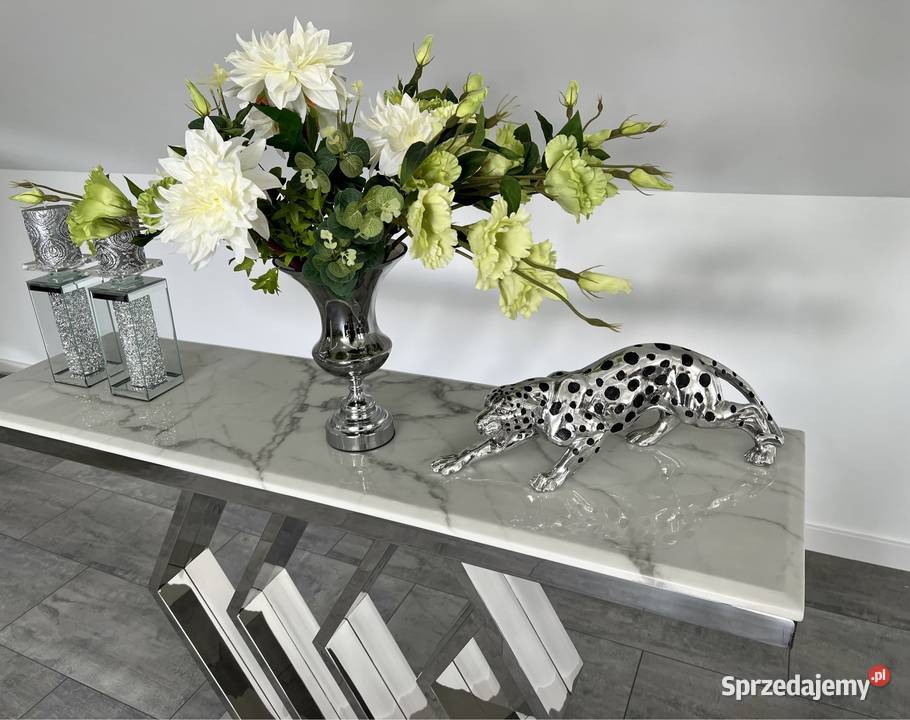 Nowoczesna srebrna konsola komoda ze stali chrom Nowy Sącz