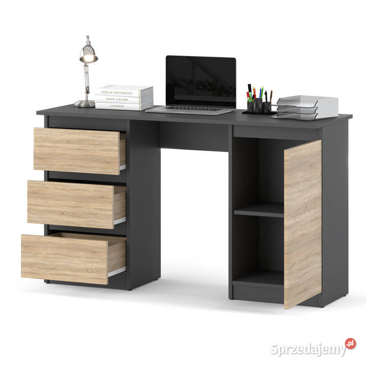 Biurko Komputerowe Z 6 Szufladami Loft Szary 120cm Elbląg