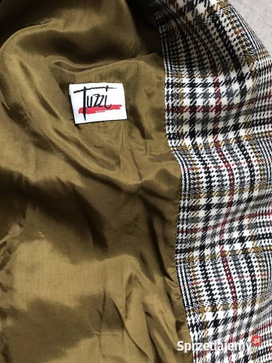 Dwurzędowy żakiet Tuzzi vintage krata pepitka 42 Moda i Styl