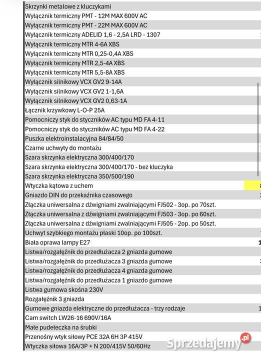 Sprzedam rzeczy hurtowni elektrycznej Bielawa