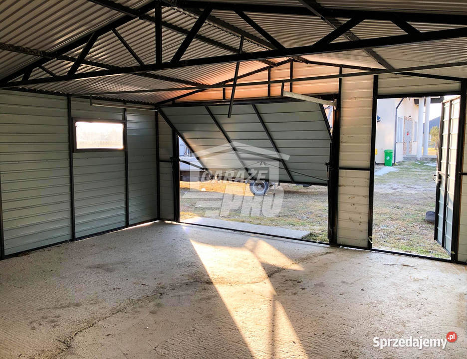 Garaż blaszany 55x6 Brama Drzwi 2x okno Rynny Sprzedaż Iława