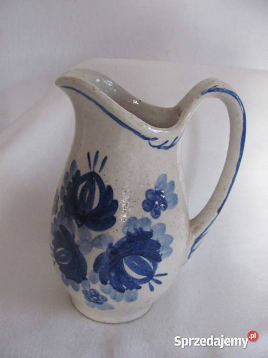 dzban z PRL niebieskie kwiaty lubelskie Zamość