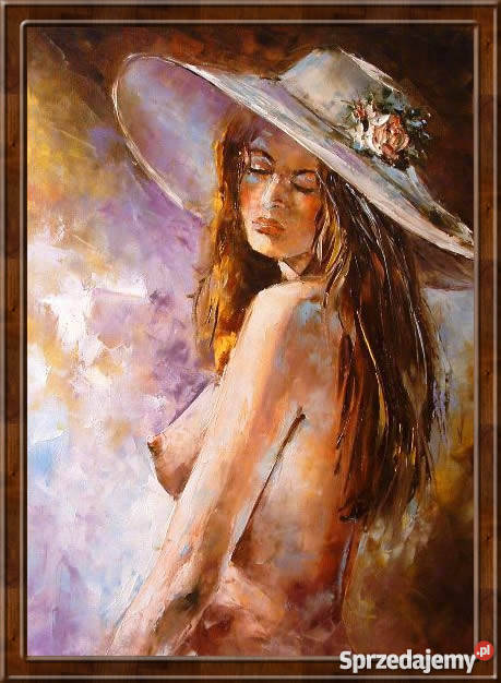 Kobieta w kapeluszu Obraz olejny szpachla Warszawa