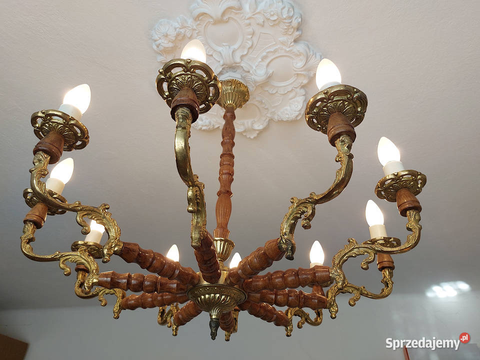 Żyrandol mosiężny 10ramienny
