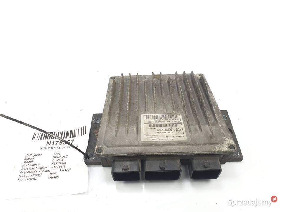 KOMPUTER SILNIKA ECU RENAULT CLIO III 8200399038 Pozostałe Lipno