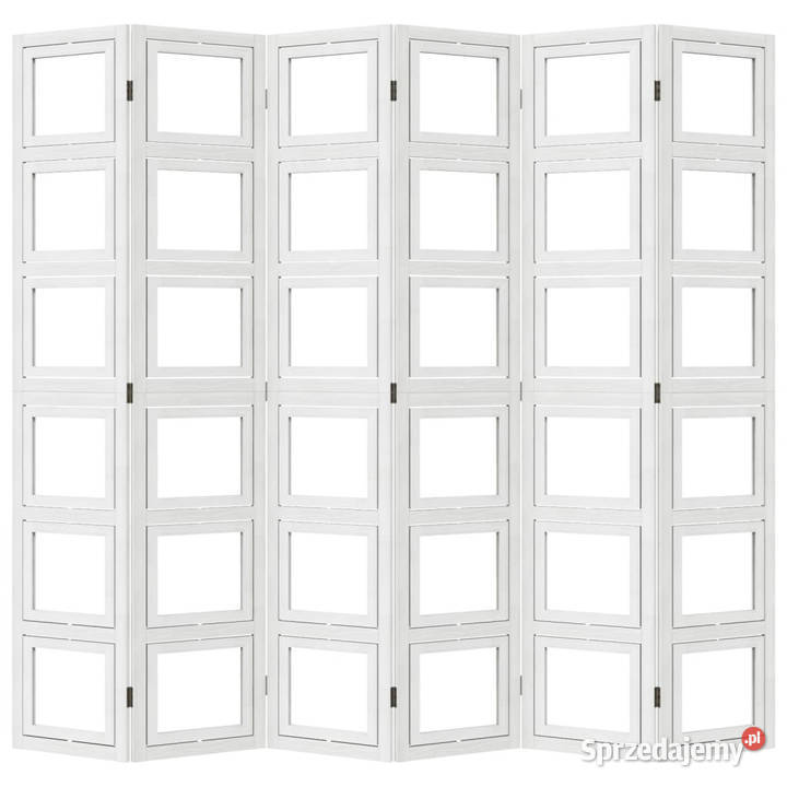 Parawan pokojowy 6panelowy biały lite drewno Pozostałe
