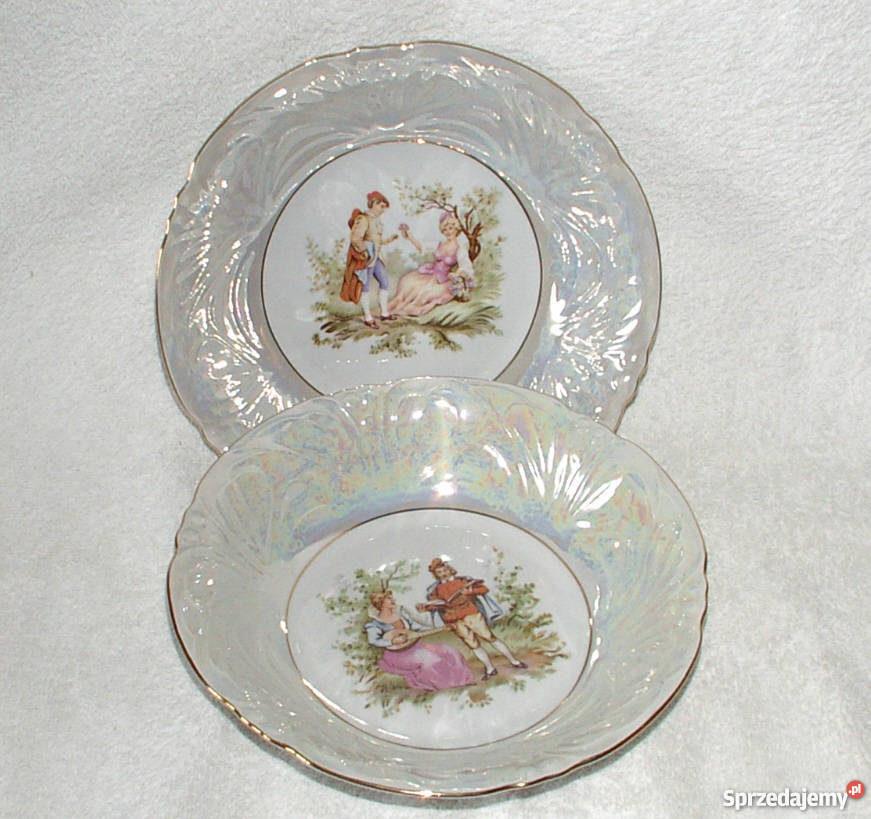 Ozdobny talerz misa Porcelana Bogucice Komplet 2 Antyki, Sztuka, Kolekcje