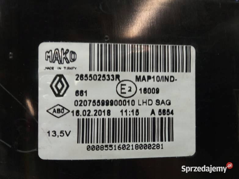 LAMPA TYŁ W KLAPĘ PRAWA SEDAN EUROPA Renault sprzedam