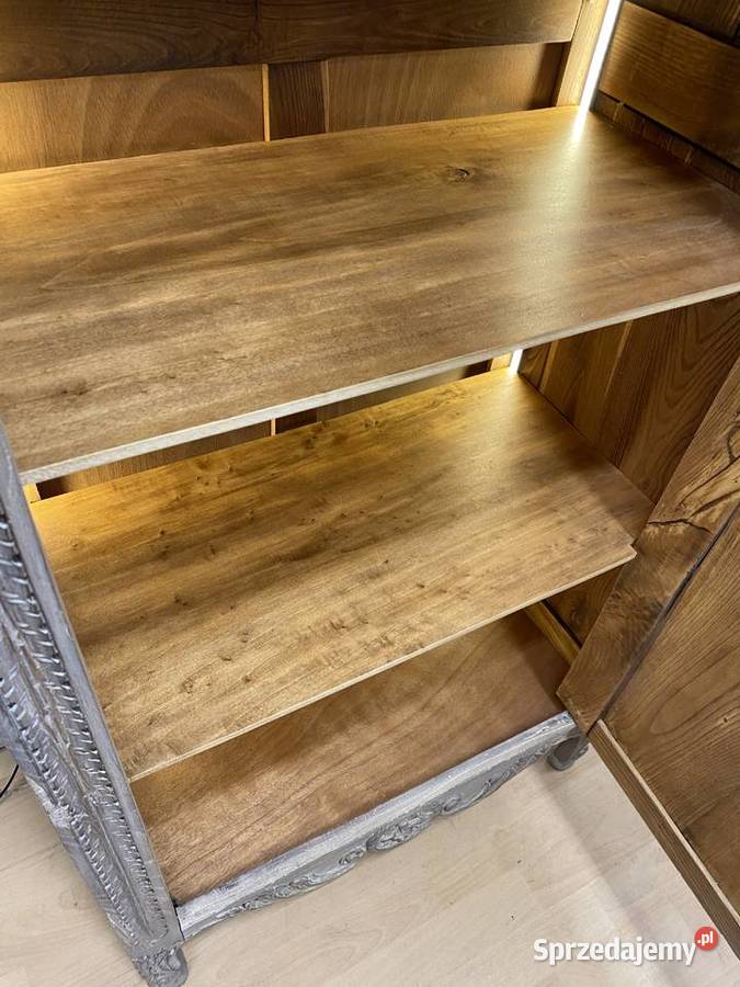 Francuska komodasłupkowa dąb bielony witryna w