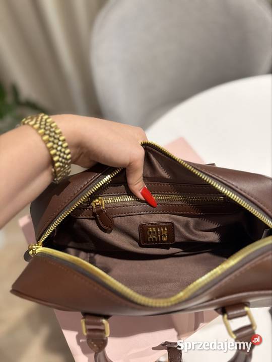 Torebka damska Miu Miu Arcadie bag brązowa skóra