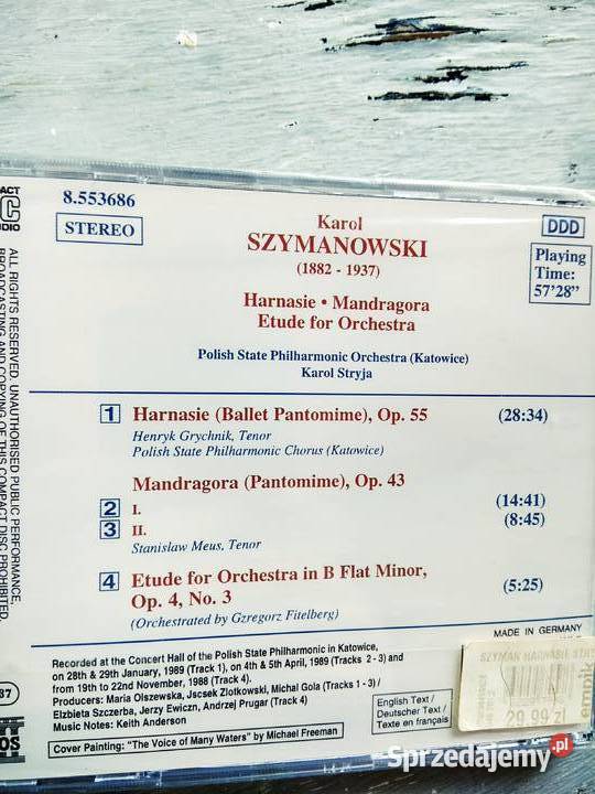 Szymanowski Harnasie Mandragora Etude cd Warszawa