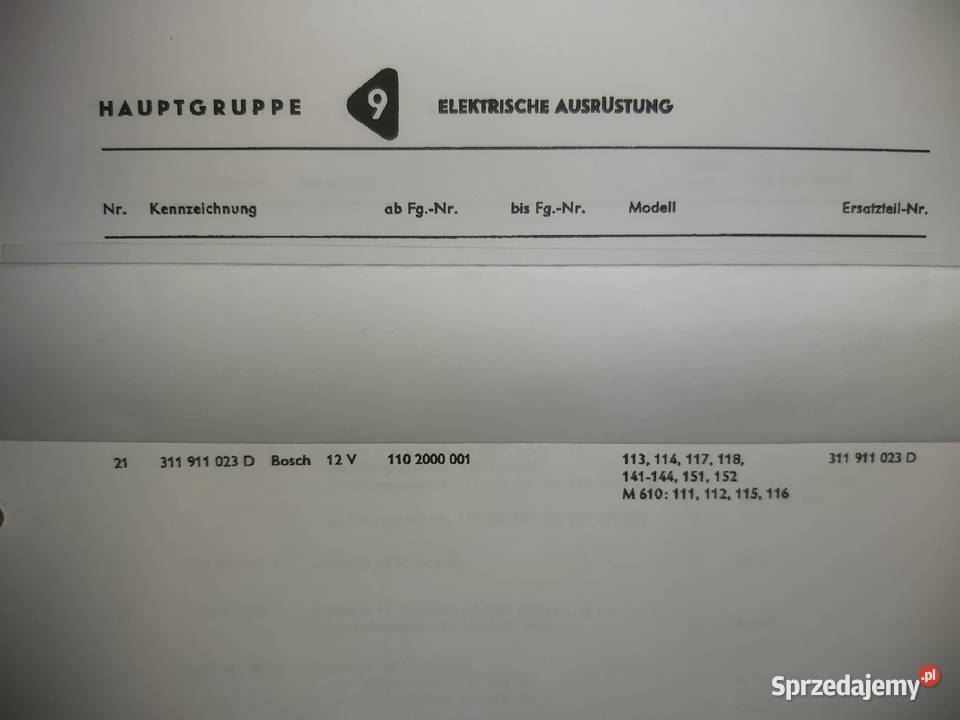 VW Garbus Typ 3 Rozrusznik Bosch 12 V 311 911 osobowe mazowieckie Piaseczno sprzedam