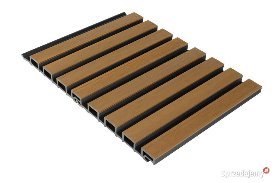 Lamele elewacyjne Premium Teak na czarnym tle Józefów
