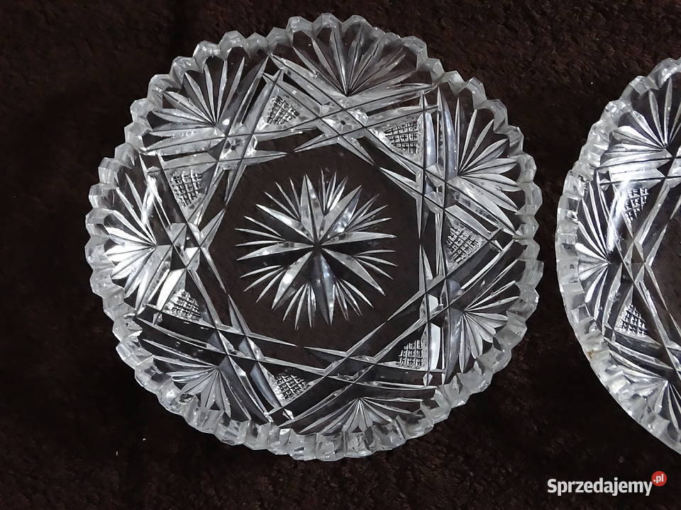 Komplet 3 szklanych talerzyków pater kryształów Biłgoraj