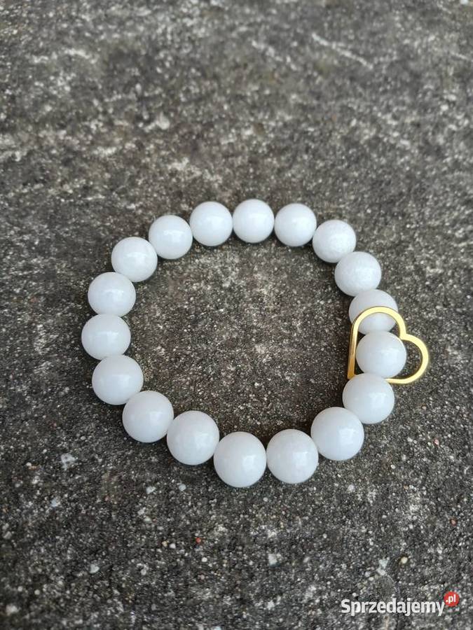 Bransoletka damska Agat biały z sercem Kielce