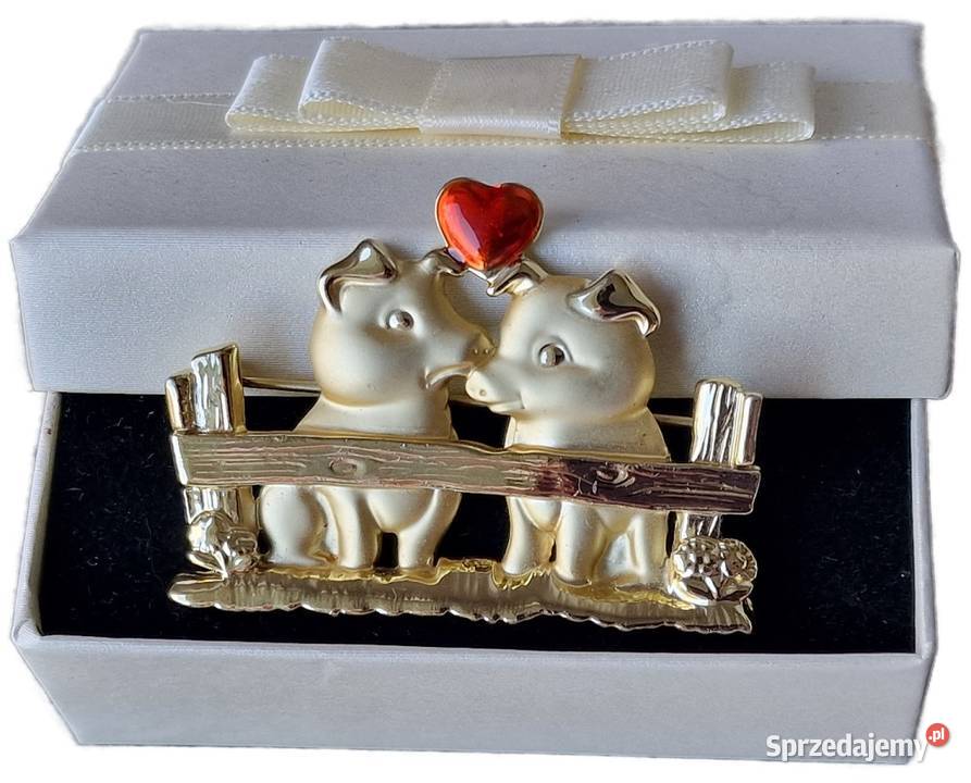 DANECRAFT ARTYSTYCZNA BROSZKA VINTAGE ZAKOCHANE pozłacane