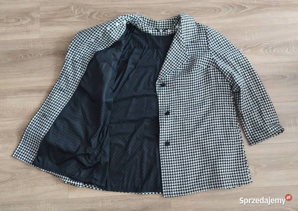 Płaszcz damski KRATA czarno biały Hajnówka