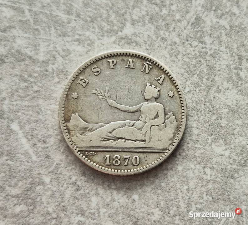 57 HISZPANIA 1 Peseta 1870 r łódzkie Wola Kruszyńska