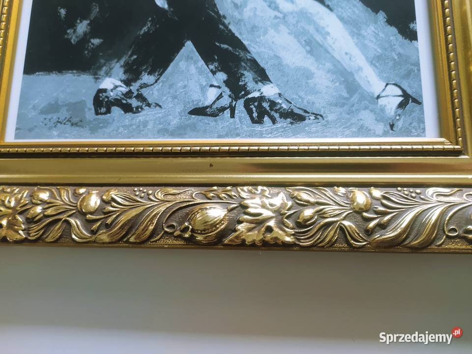 obraz w ozdobnej drewnianej ramie Sztuka współczesna Warszawa sprzedam