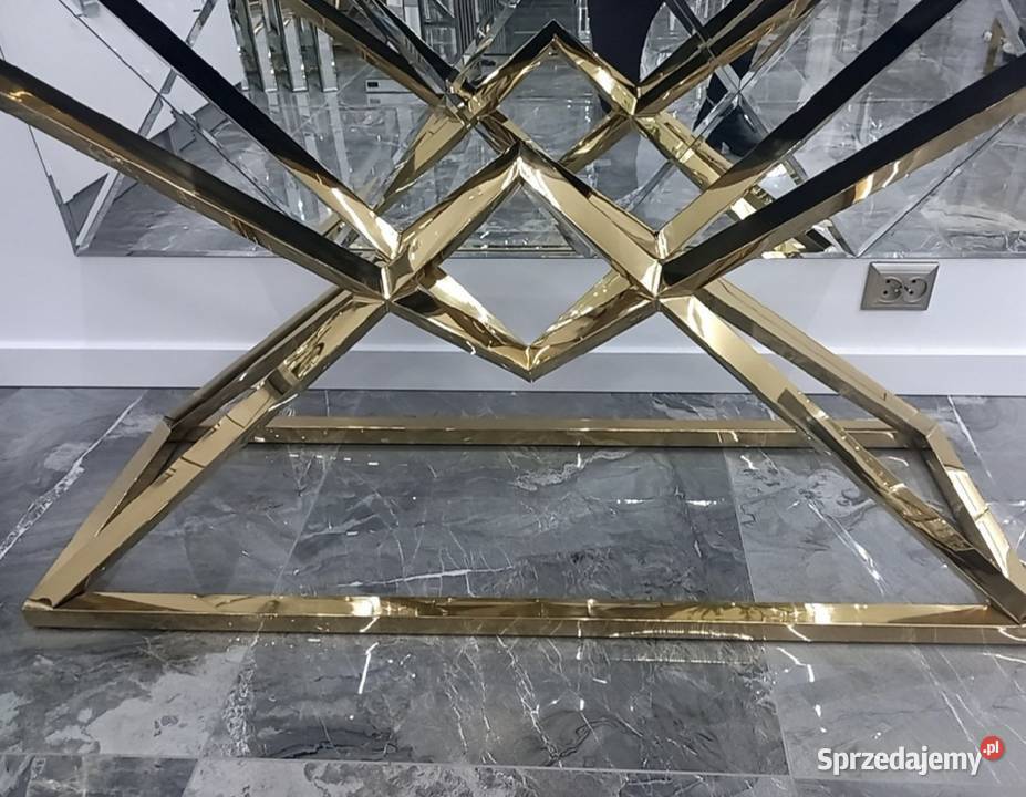 Nowoczesna konsola czarna szyba złota Glamour 80cm Nowy Sącz