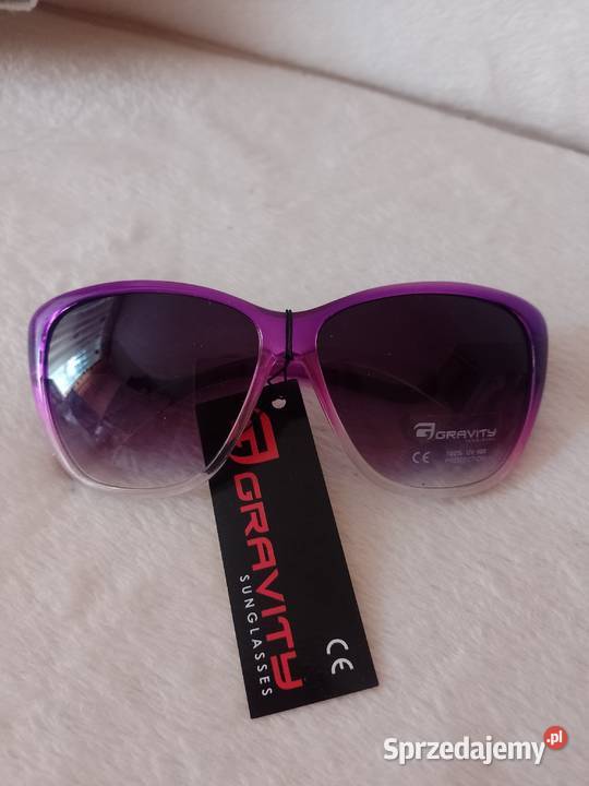 Fioletowo bezbarwne okulary przeciwsłoneczne Filtr UV-400 kat. 3  Kraków sprzedam