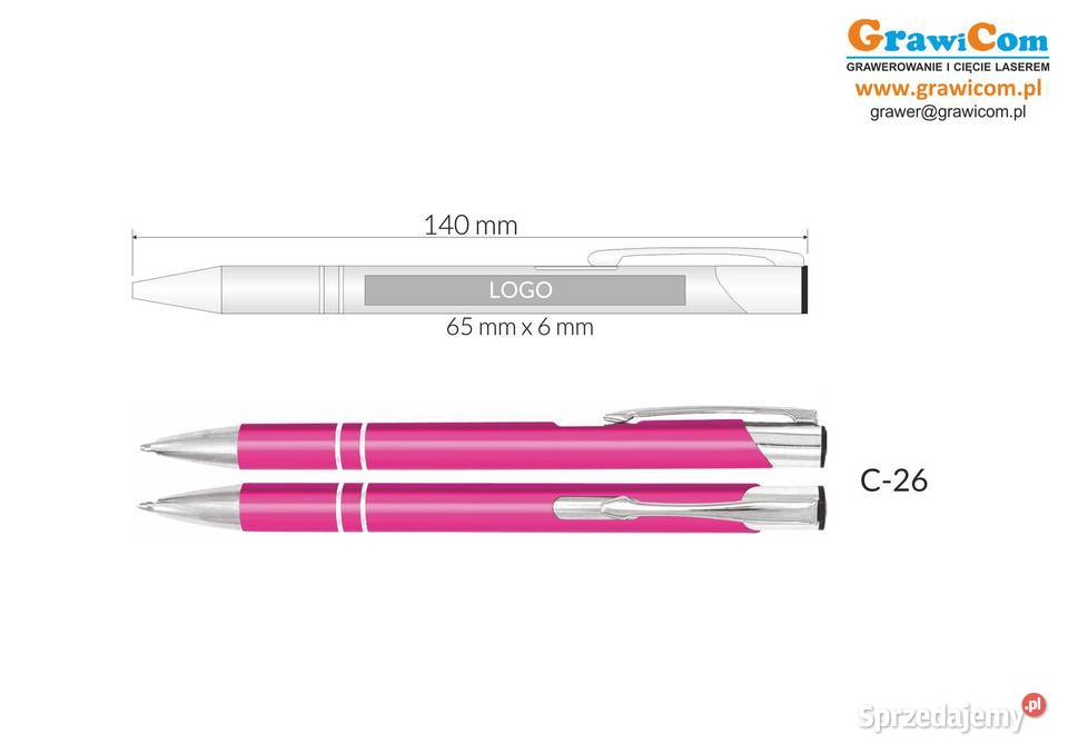 długopisy metalowe cosmo z grawerem 500 różowy Leżajsk