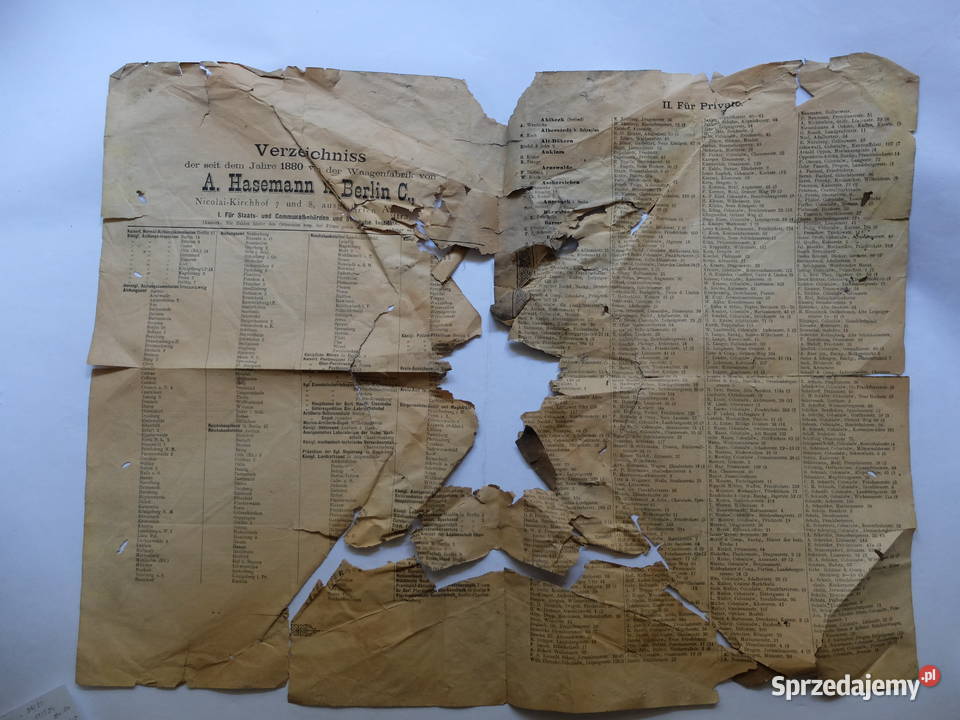 Stara reklama A Hasemann Berlin stare wagi 1880 Kościan