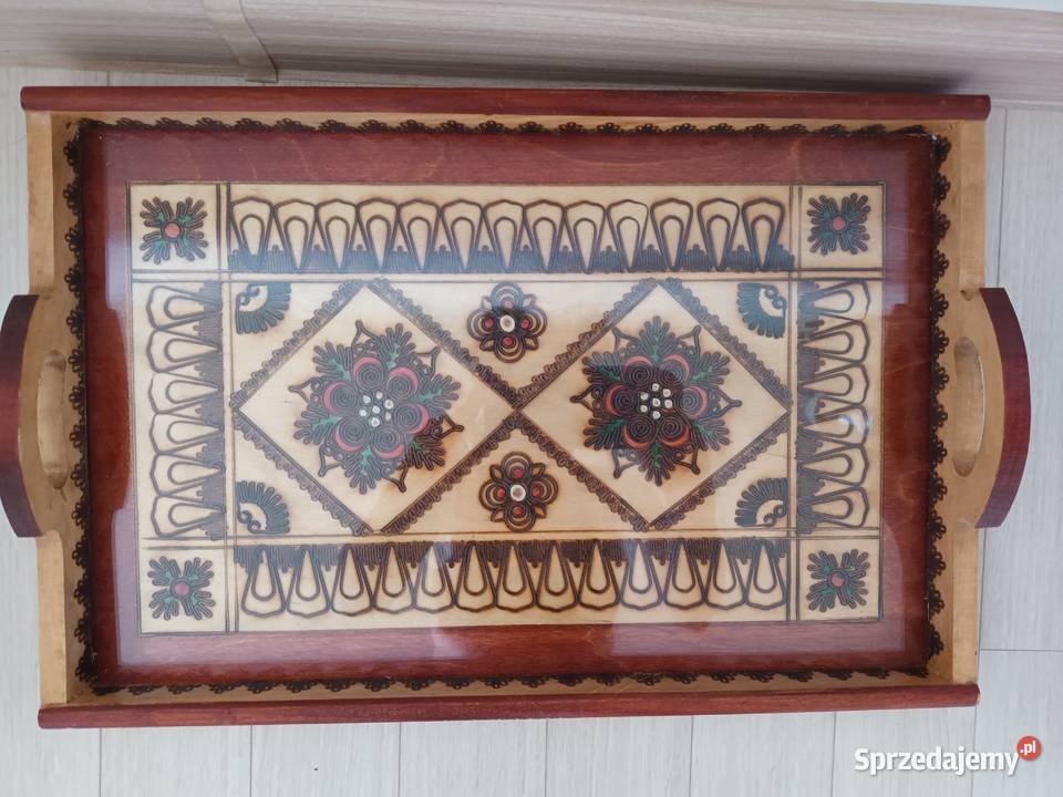 tacka taca rękodzieło cepelia snycerka wielokolorowy