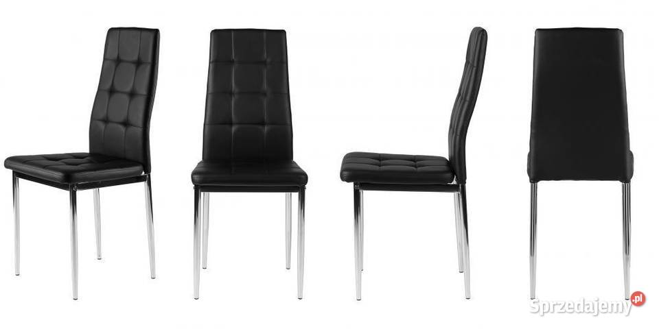 Zestaw 4 krzeseł do salonu szara ekoskóra