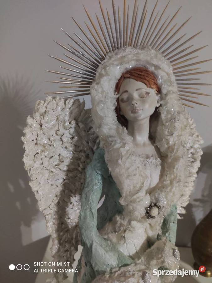 Piękna Anielica Figurka Rękodzieło Powertex Rękodzieło Pniewy