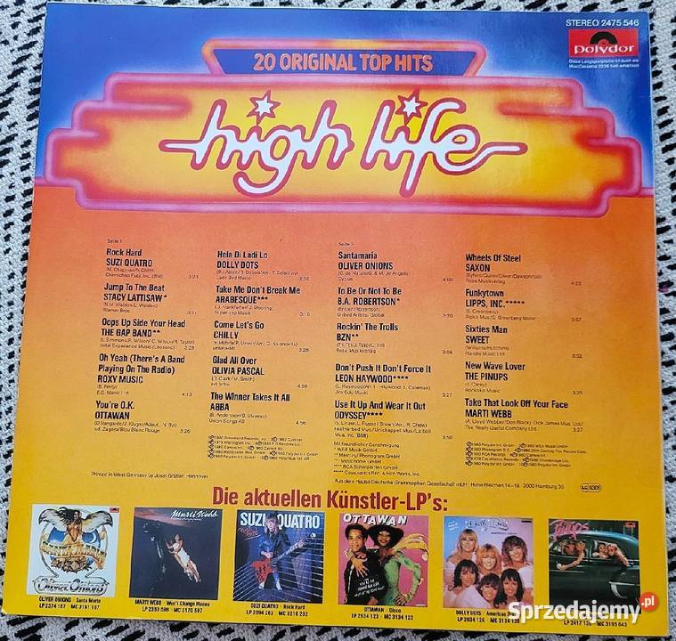 High Life 20 Original Top Hits ABBA Roxy Music Chełmno
