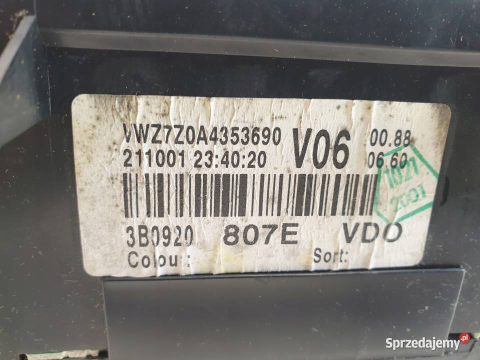VW Passat B5 FL 23 V5 LICZNIK ZEGARY 3B0920807E lubelskie Chełm