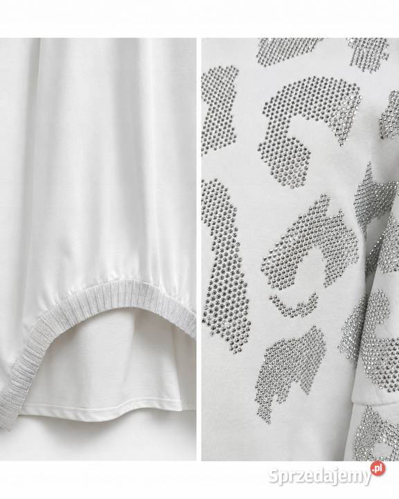 Bluza damska CEKINY biala asymetryczna biust 128 łódzkie Pątnów