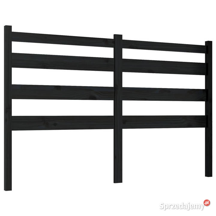 Wezgłowie łóżka czarne 126x4x100 lite drewno